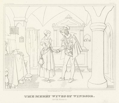 The Merry Wives of Windsor, III. felvonás, 4. jelenet (metszet) alkotó: Friedrich August Moritz Retzsch