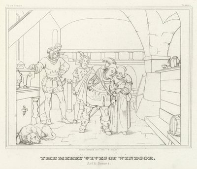 The Merry Wives of Windsor, II. felvonás, 2. jelenet (metszet) alkotó: Friedrich August Moritz Retzsch