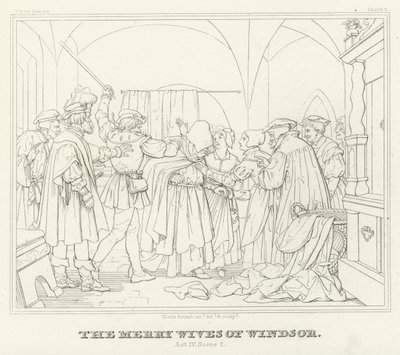 The Merry Wives of Windsor, IV. felvonás, 2. jelenet (metszet) alkotó: Friedrich August Moritz Retzsch