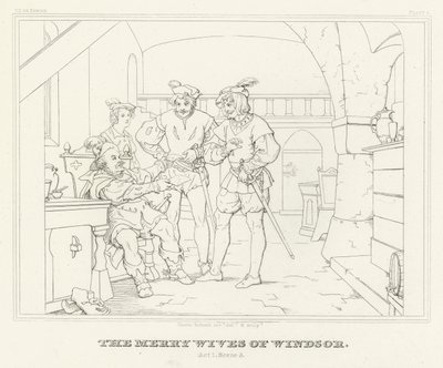 Windsor vidám feleségei, I. felvonás, 3. jelenet (metszet) alkotó: Friedrich August Moritz Retzsch