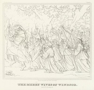 The Merry Wives of Windsor, V. felvonás, 3. jelenet (metszet) alkotó: Friedrich August Moritz Retzsch