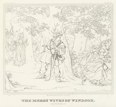 The Merry Wives of Windsor, V. felvonás, 4. jelenet (metszet) alkotó: Friedrich August Moritz Retzsch