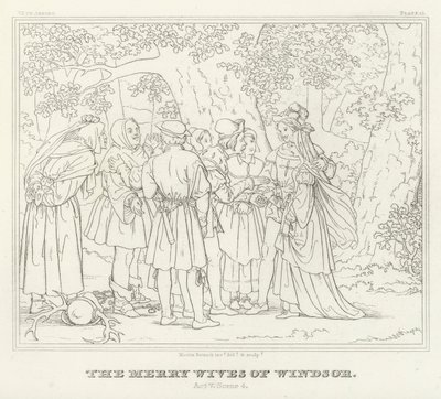 The Merry Wives of Windsor, V. felvonás, 4. jelenet (metszet) alkotó: Friedrich August Moritz Retzsch