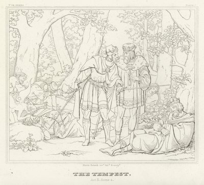 A vihar, II. felvonás, 1. jelenet (metszet) alkotó: Friedrich August Moritz Retzsch