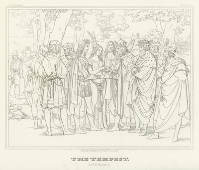 A vihar, V. felvonás, 1. jelenet (metszet) alkotó: Friedrich August Moritz Retzsch
