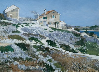 Halászházak Lussinon alkotó: Friedrich Beck