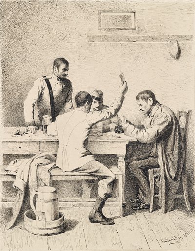 Katonák kártyáznak alkotó: Friedrich Friedländer Ritter von Malheim