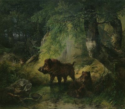 Vaddisznó és Farkas alkotó: Friedrich Gauermann