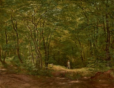 Sétálók erdei tájban alkotó: Friedrich Loos