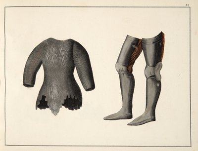 Páncél, lemez A lovagság fejlődésének és szokásainak történetéből, Dr. Franz Kottenkamp, kiadó: Carl Hoffmann, 1842 alkotó: Friedrich Martin von Reibisch