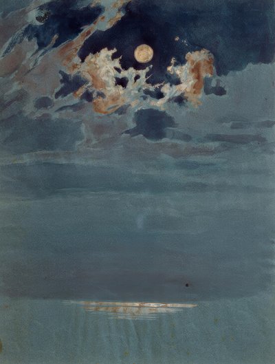 Szakadozott felhőtakaró teliholdkor alkotó: Friedrich Nerly