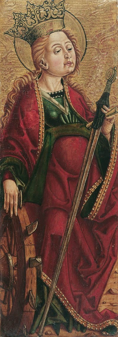 Szent Katalin (belül) és Szent István? (kívül) alkotó: Friedrich Pacher (Umkreis)