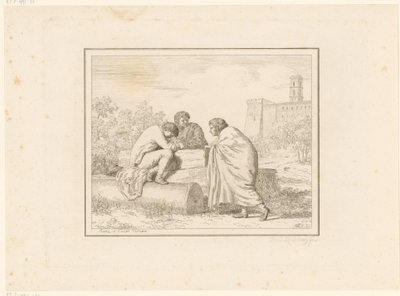 Három fiatalember Jelenetek az olaszországi hétköznapokból Figur, prese dal vero, ed incise aqua forte (sorozat címe) alkotó: Friedrich Rehberg