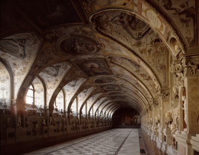 Friedrich Sustris (1540-1599) építész és festő által tervezett királyi palota antikváriumának kilátása. 1569-1586 München Németország alkotó: Friedrich Sustris
