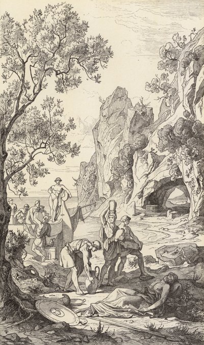 Odüsszeusz hazatérése Ithakába (metszet) alkotó: Friedrich the Elder Preller