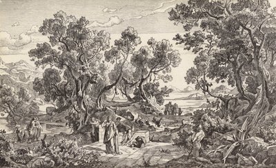 Nauszika és Odüsszeusz (metszet) alkotó: Friedrich the Elder Preller