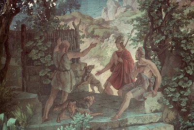 Odüsszeusz a sertéspásztornál Eumaeus, Jelenetek az Odüsszeiából alkotó: Friedrich the Elder Preller