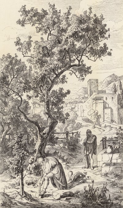 Odüsszeusz meglátogatja apját, Laertest (metszet) alkotó: Friedrich the Elder Preller