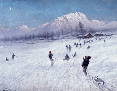 Téli délután Ulriken alatt (Bergen) (olaj, vászon) alkotó: Frithjof Smith Hald