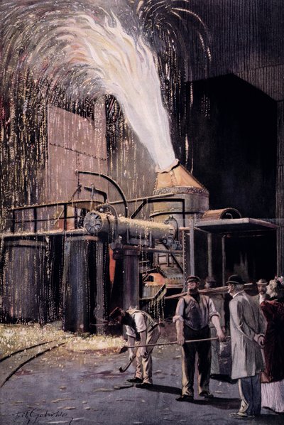 A Bessemer-eljárás az acél tömeggyártására, amelyet Sir Henry Bessemer (1813-98) fejlesztett ki. alkotó: Fritz Gehrke