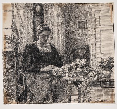 A feleségem (Syberg Anna) köti a koszorút alkotó: Fritz Syberg