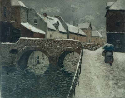 Híd Amiensben (színes rézkarc) alkotó: Fritz Thaulow