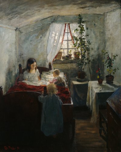 Belső gyerekekkel alkotó: Fritz Thaulow