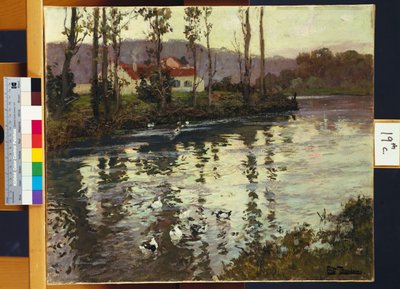 Folyói táj kacsákkal alkotó: Frits Thaulow