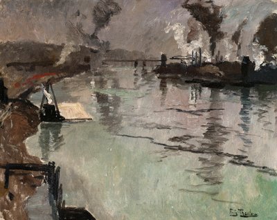 Füstkémények a folyó mentén alkotó: Frits Thaulow