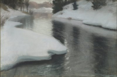 Tavaszi olvadás, Thaulov, Fritz (1847-1906). Pasztell vászonra alkotó: Frits Thaulow