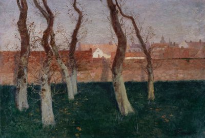 A fallal körülvett kert, 1893 alkotó: Frits Thaulow