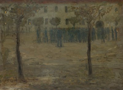 A laktanya udvarán alkotó: Fritz von Uhde