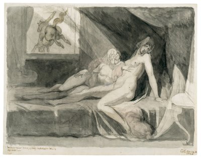 Alp elhagyja két alvó nő ágykamráját, 1810. alkotó: Füssli