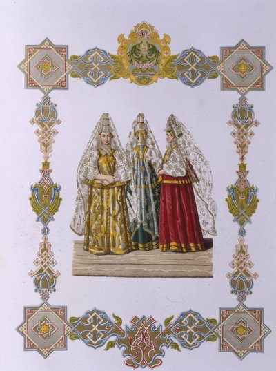 Torzhoki nők nyári jelmezei Az orosz állam ruházata sorozatból, 1851 alkotó: Fyodor Grigoryevich Solntsev