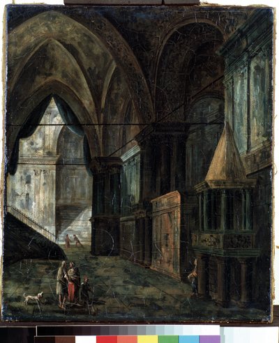 Egy katedrálisban (A katedrálisban). Fjodor Jakovlevics Alekszejev (1753-1824) festménye. Olaj, vászon, 35,5 x 30,5 cm alkotó: Fyodor Yakovlevich Alexeev
