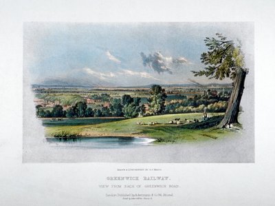 Kilátás a londoni és a greenwichi vasútra a Greenwich Road hátuljáról, 1836 alkotó: GF Bragg