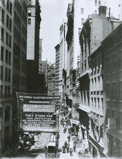 Taft és Sherman zászló a Maiden Lane-en, New York City, 1908 alkotó: G.P. Hall und Sohn