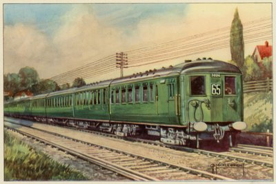 A déli vasút, Electric Express a London Bridge-től Eastbourne-ig (színes litó) alkotó: G.P. Micklewright