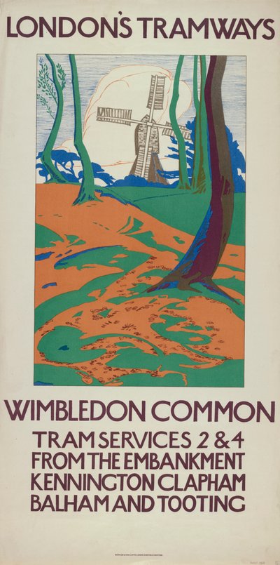 „Wimbledon Common”, London Megyei Tanács LCC Tramways plakátja, 1923 alkotó: GW Widmer