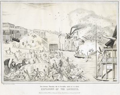 New Orleans 1849. november 15-én, csütörtökön 5 órakor, a louisianai robbanás, kb. 1849 (kromolitográfia) alkotó: G. (after) Tolti