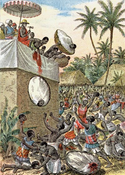 Emberáldozatok Afrikában, 1900 körül (illusztráció) alkotó: G. Dascher