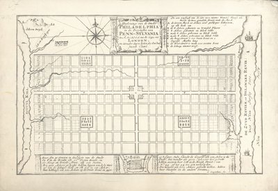 Az első Philadelphia terve, William Penn és Thomas Holme 1682-ben, 1684-ben alkotó: G. Drogenham