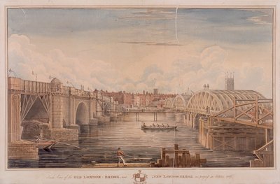 London Bridge régi és új, London, 1827 alkotó: G Yates