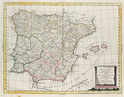 Az ókori Spanyolország három különálló területre, nevezetesen Terraconensis, Lusitania és Baetica, valamint népekre tagolódott, G. Zuliani metszete I. Tome-tól származik az Antonio Zatta által 1785-ben Velencében kiadott „Legújabb atlasz” magángyűjteményéb alkotó: G. Zuliani