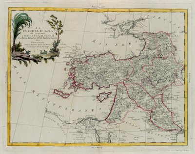 Ázsiai Törökország, beleértve Antoliát, Grúziát, Örményországot, Kurdestánt, Diarbecet, Irak-Arabit, Szíriát, G. Zuliani metszete az Antonio Zatta által 1784-ben Velencében kiadott „Legújabb atlasz” IV. tomájából, magángyűjtemény alkotó: G. Zuliani