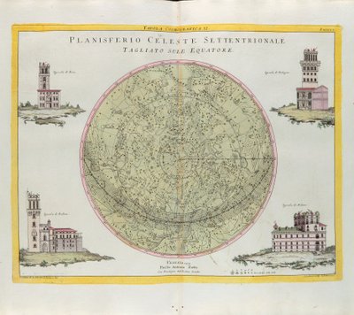 Az északi égi síkgömb kozmográfiai táblázata az Egyenlítőnél metszve, G. Zuliani metszet, amelyet Antonio Zatta 1777-ben Velencében kiadott Legújabb Atlasz I. tomájából vett. alkotó: G. Zuliani