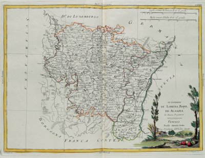 Governances of Lorraine, Barr és Elsace, G. Zuliani metszete a Velencében kiadott „Legújabb atlasz” I. Tome-jából, Antonio Zatta magángyűjteményéből alkotó: G. Zuliani