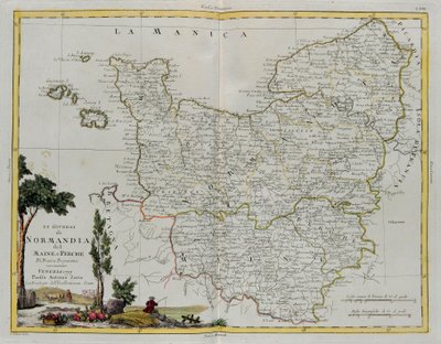 Normandie, Maine és Perche kormányzása, G. Zuliani metszete a Legújabb Atlasz I. Tome-jából vett, 1777-ben Velencében, Antonio Zatta, Magángyűjtemény alkotó: G. Zuliani