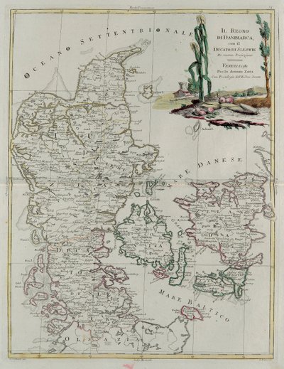 Dán Királyság a Szleszviki Hercegséggel, G. Zuliani metszete az Antonio Zatta által 1781-ben Velencében kiadott „Legújabb atlasz” III. Tome-jából vett, magángyűjtemény alkotó: G. Zuliani