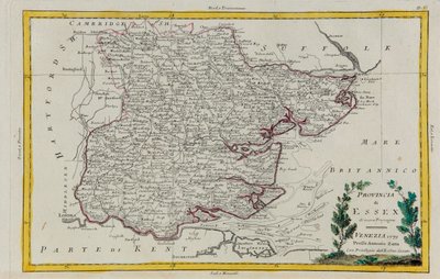 Essex tartomány, G. Zuliani metszete az Antonio Zatta által 1779-ben Velencében kiadott „Legújabb atlasz” I. Toméjától vett, magángyűjtemény alkotó: G. Zuliani